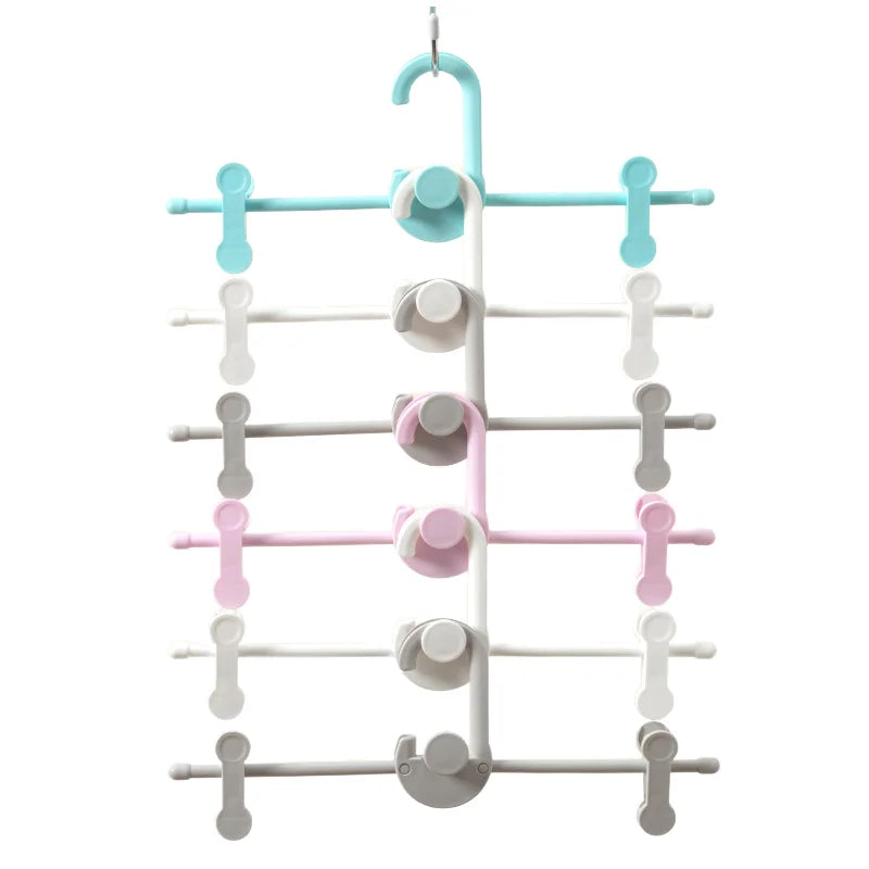 Cascading Stackable Foldable Plastic Pants Skirt Hangers Non-Slip Flexible for Travel Wardrobe Shoes Ties Clothes Drying Bags
