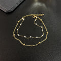 Summer Season Pearl Bead Stainless Steel Gold Plated 2 Layers Women Beach Travelling Women Anklets