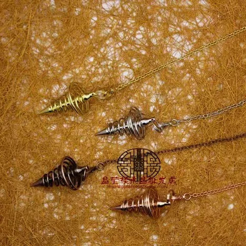 Wholesale Metal Spirit Pendulum Spiral Cone Necklace  Antique Copper Gravity Concentration Amulet Pendant
