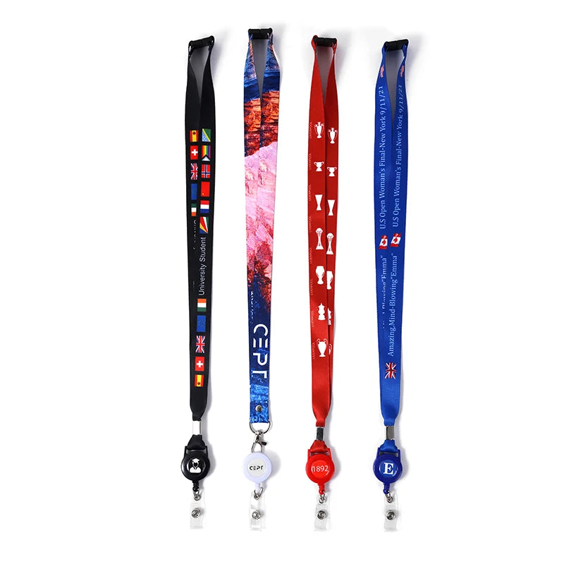 Personalized Logo Retractable Badge Reel Yoyo Sublimation Lanyards for ID Card Holder