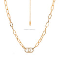 14K Gold Plated 'B' Letter Stainless Steel High-Polished Fashion Jewelry Necklace Customizable Women's Chain for Gift Occasions