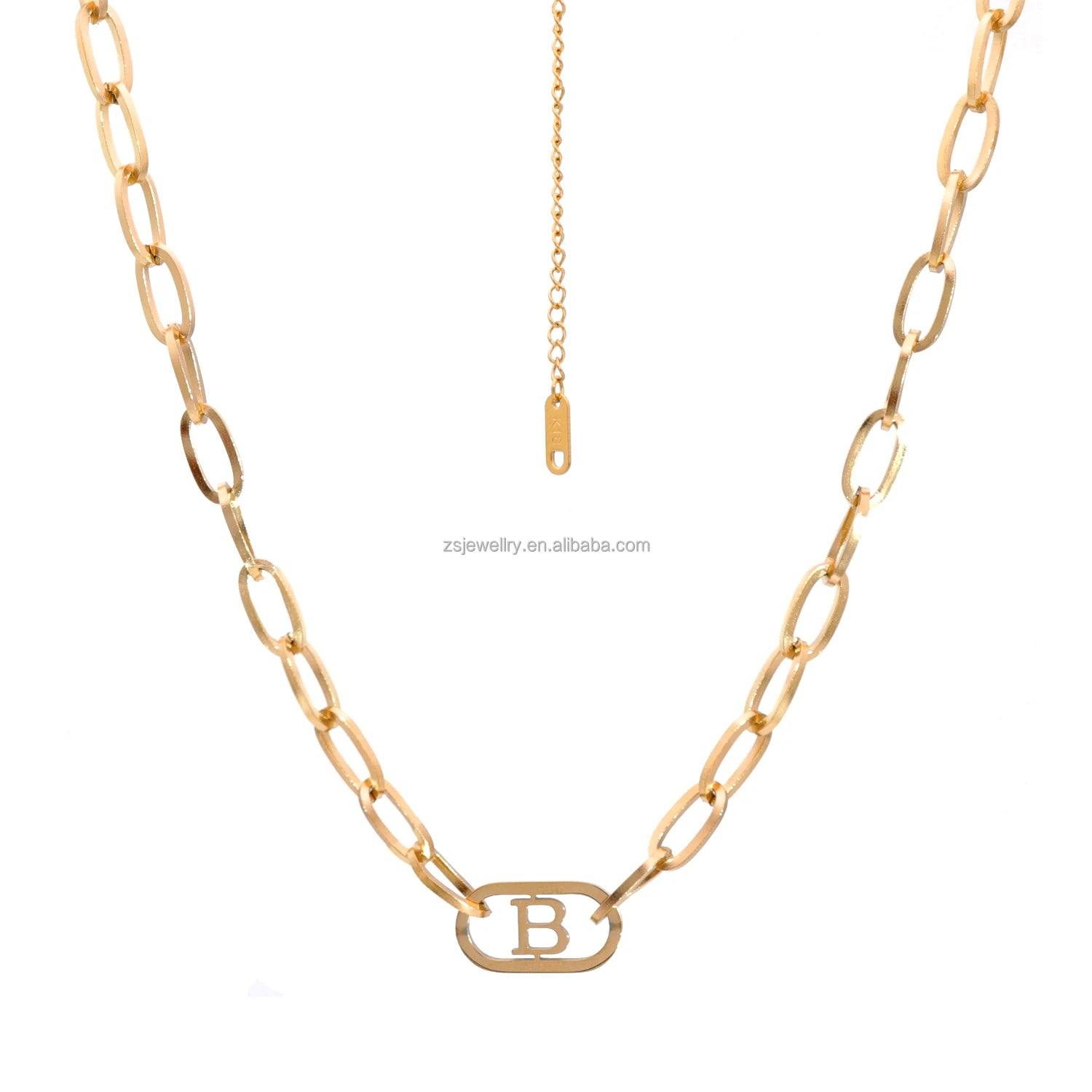 14K Gold Plated 'B' Letter Stainless Steel High-Polished Fashion Jewelry Necklace Customizable Women's Chain for Gift Occasions