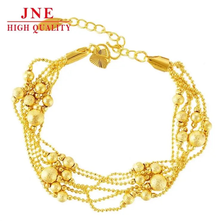 6-Line Lucky Beads Bracelet Alluvial Gold Imitation Gold Fashion Women's Bracelet Jewelry All-Matching Factory Direct Supply