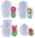 HY Flower Candle Mold Tulip Sunflower Aromatherapy Scented Wax Plaster Soap Silicone Mould