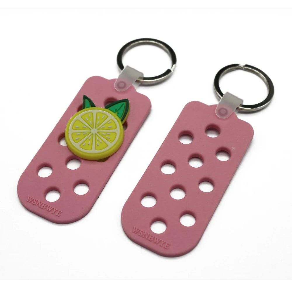 Factory Supply Wholesale PVC Clog Hole Keychain Rectangle Shoe Charms Holder
