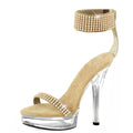 New Crystal Transparent 13 cm Banquet Fashion High-heeled Sandals Club Striptease Shoes Model Walk Show Fashion Platform Large s