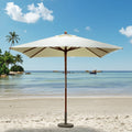 Modern 2.5m Custom Square Wooden Beach Parasol Umbrellas Strong Outdoor Furniture for Hotels Wholesale