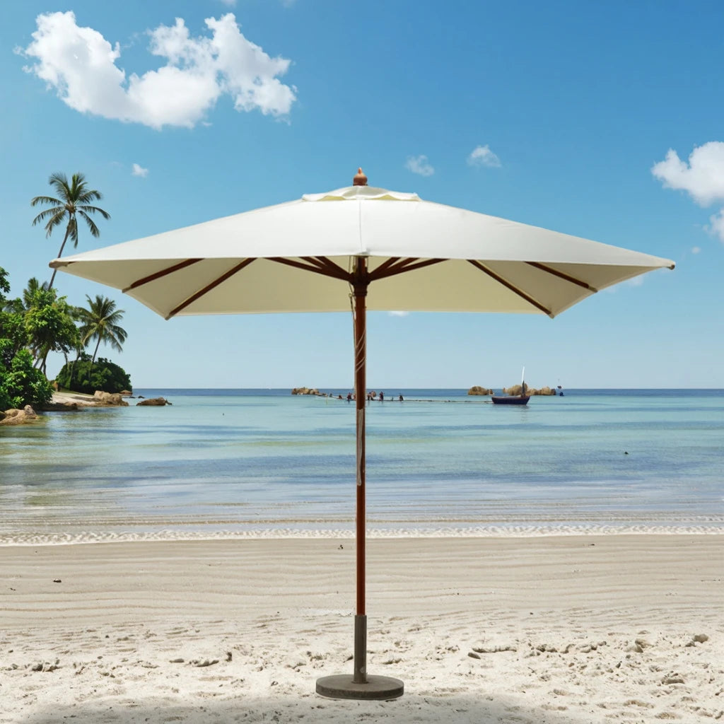 Modern 2.5m Custom Square Wooden Beach Parasol Umbrellas Strong Outdoor Furniture for Hotels Wholesale