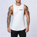 Custom Made Gym Vests Singlet 95% Cotton Men's Gym Training White Tank Tops