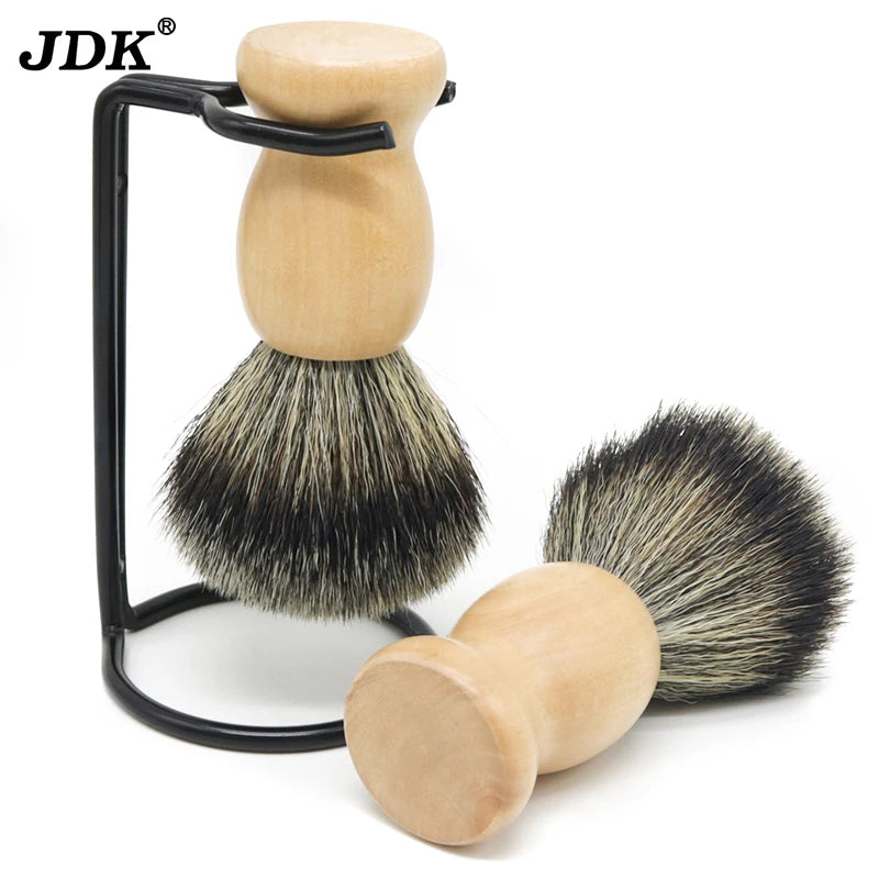 JDK 1PC Natural Wooden Handle Shaving Brush Synthetic Hair Knot Beard Brush