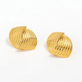 High End PVD 18K Gold Plated Irregular Geometric Sector Stripe Cross Stud Earring Stainless Steel Fashion Jewelry Wholesale
