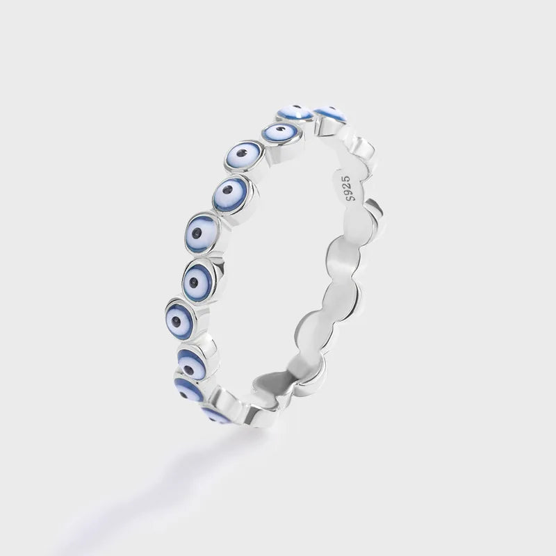 Popular Devil's Eye Finger Ring 925 Sterling Silver Blue Zircon Eye Finger Ring for Women Wholesale