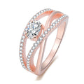 Women's Trendy Bridal Wedding Ring Rose Gold Sterling Silver Twist Vine Setting Cubic Zirconia Engagement Band Jewelry for Gift