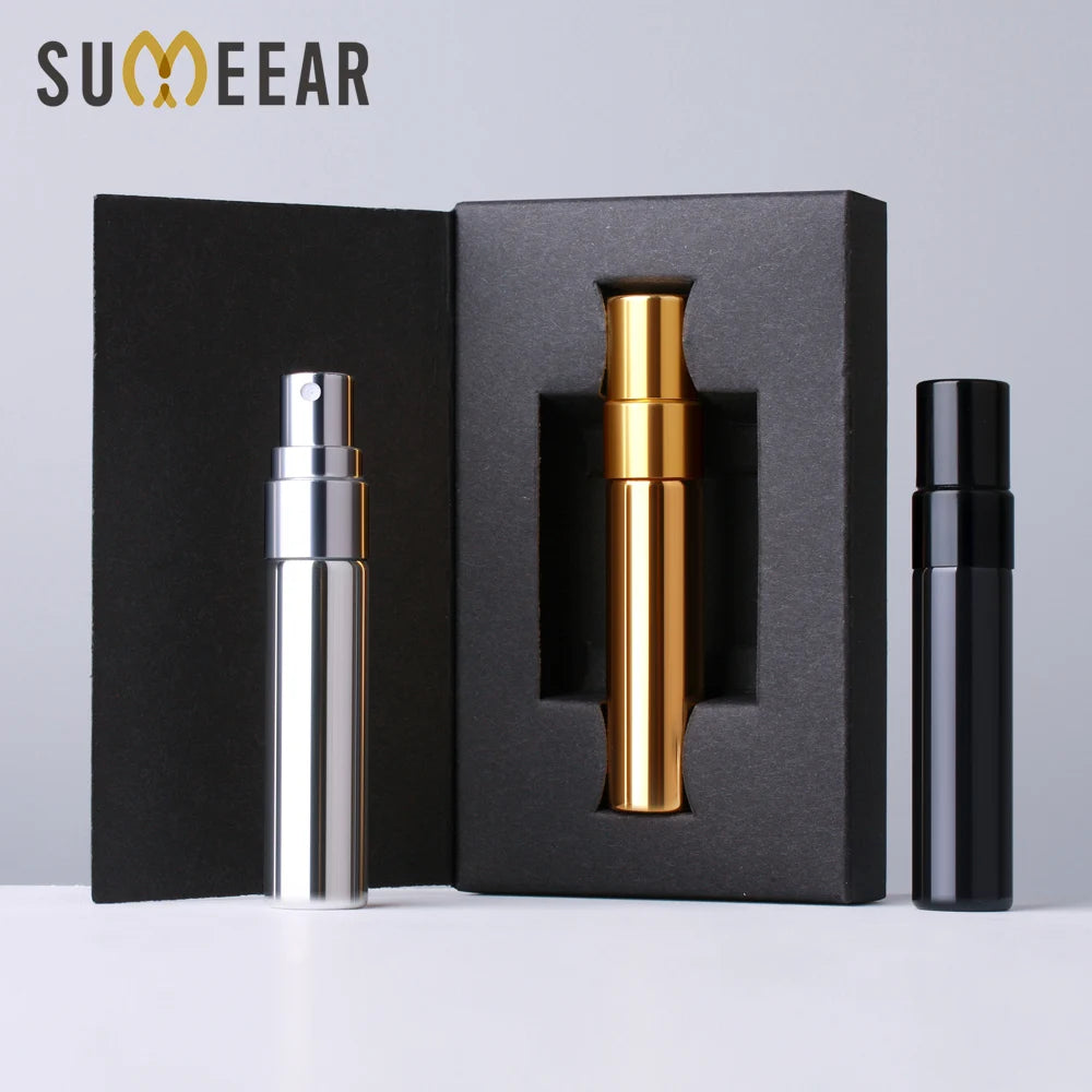 SUMEEAR Mini 5ml UV Glass Perfume Vial Flat Shape Refillable Fragrance Sample Tester with Gift Paper Box