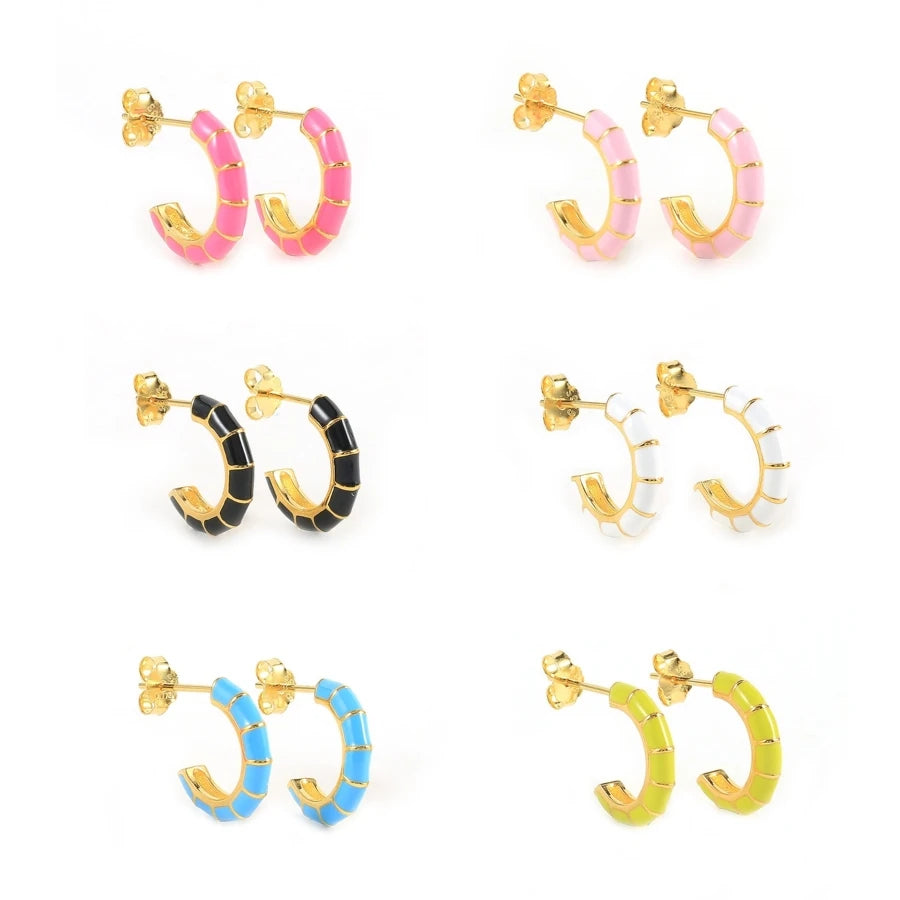 Trendy Bamboo Enamel Earring Stud 925 Sterling Silver Multi Color Oil Dripped Earrings for Girl