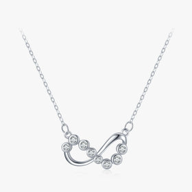 Ailmay 100% 925 Sterling Silver Romantic Infinite Love Tiny Small Bubble Shiny CZ Necklace for Women Valentine's Day Jewelry