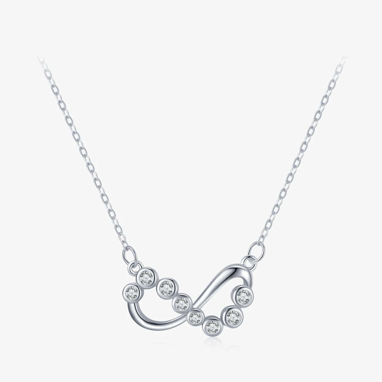 Ailmay 100% 925 Sterling Silver Romantic Infinite Love Tiny Small Bubble Shiny CZ Necklace for Women Valentine's Day Jewelry