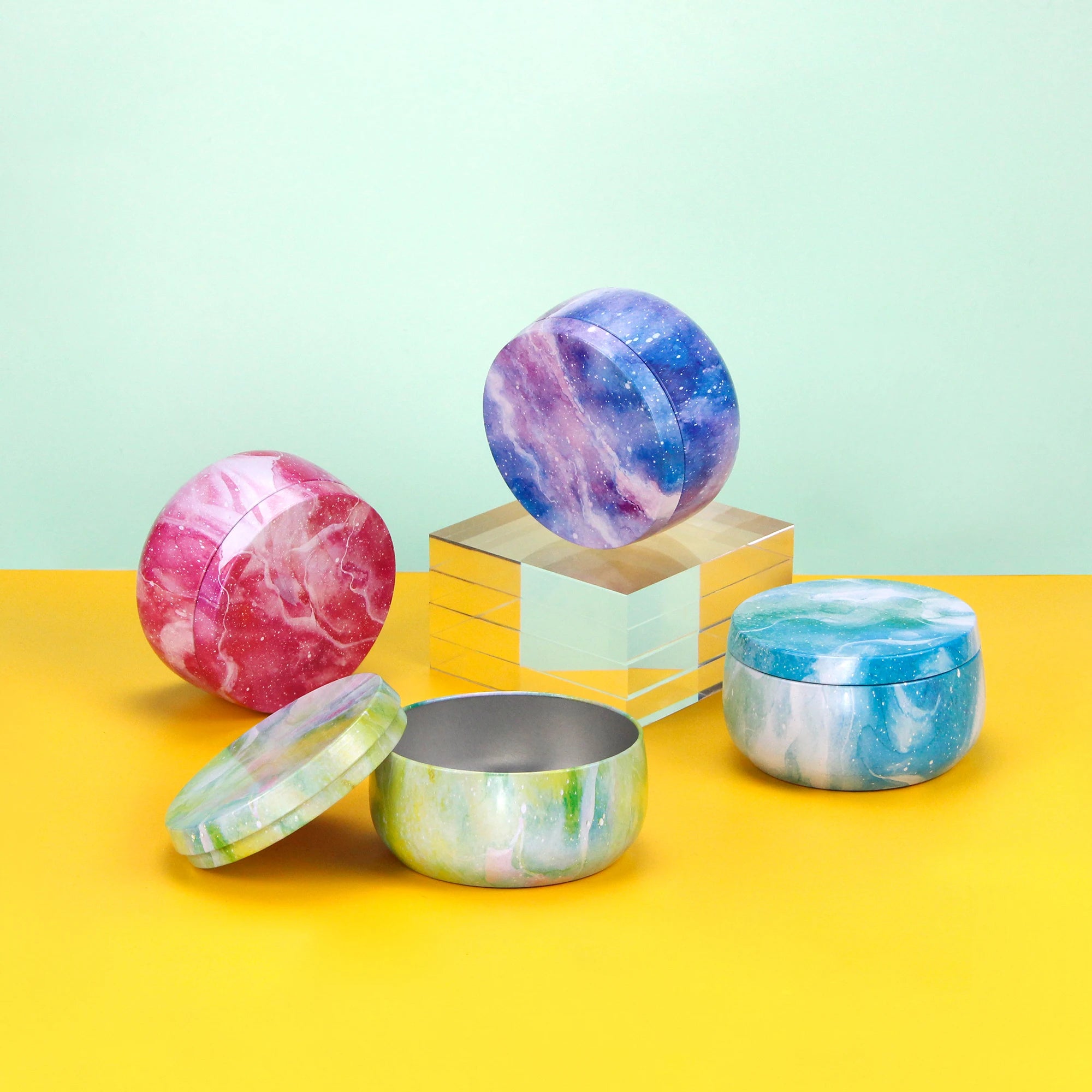 Bulk Order Iridescent Unique Tin Empty Luxury Candle Jars for Candle Making