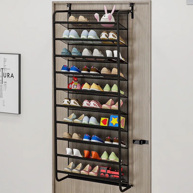 Home Simple Wall Hanging Space-Saving Multi-Layer Assembly Carbon Steel Shoe Rack Dustproof Storage Shoe Cabinet Foldable