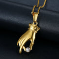 Religious Crystals Praying Hands Pendant Necklace Stainless Steel 18k Gold Virgin Mary Jewelry Hamsa Hand Jesus Piece Necklace