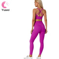 Women's High Quality for Tik Tok Sport Bra Set Solid Color Breathable Gym Leggings Seamless Fitness Workout Yoga Gear for Women
