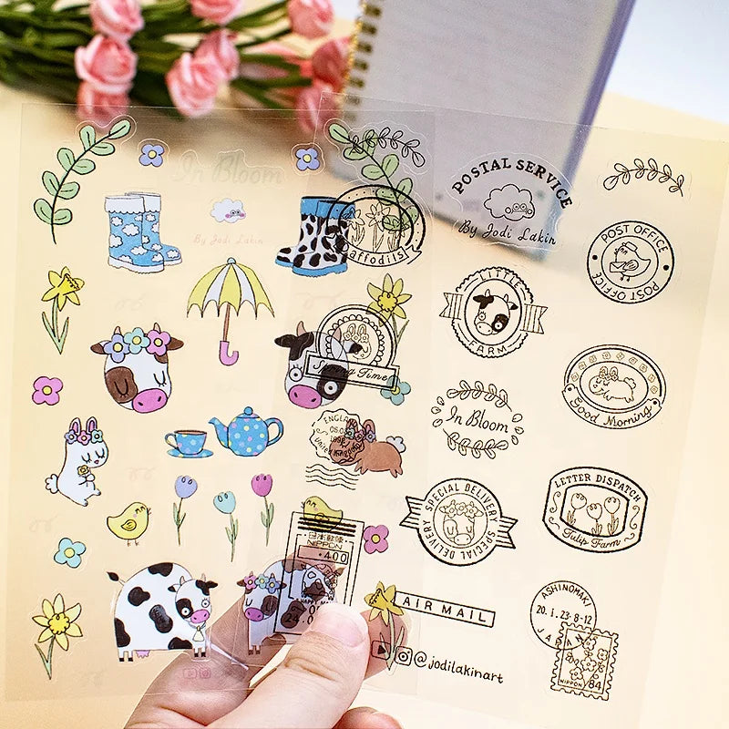 Custom Print Waterproof Transparent Decorative Stickers Sheets Clear Backing Vinyl Kiss Cut Sticker Sheet
