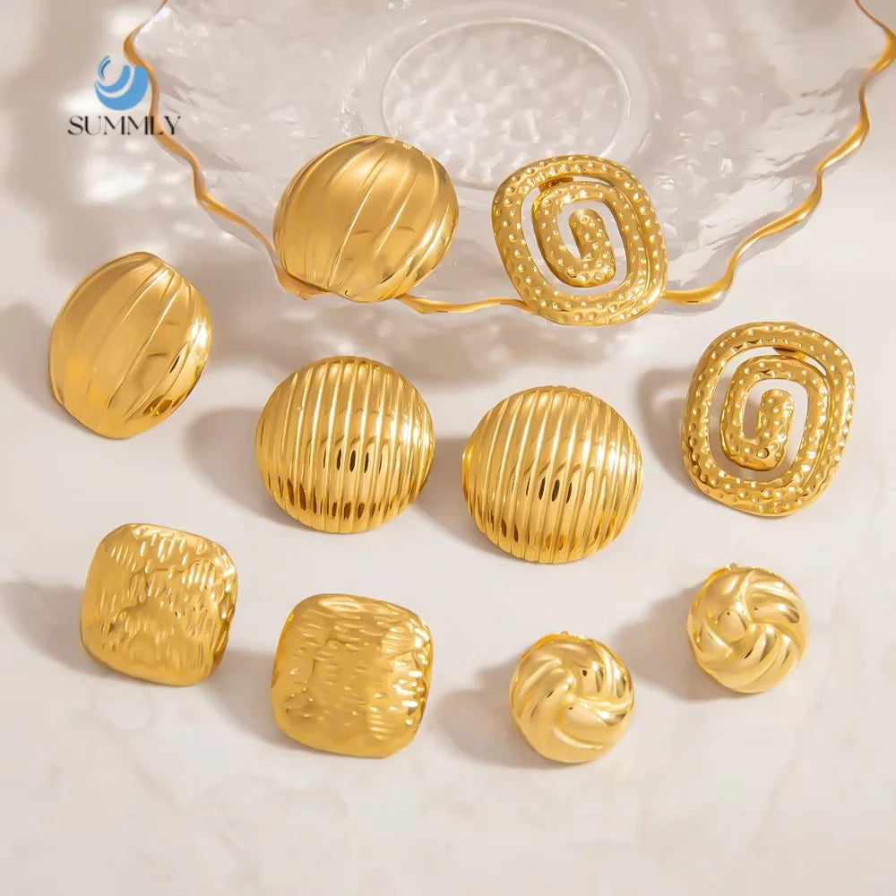SUMMLY 18K Gold Plated Stainless Steel Earrings Trendy Wholesale Personalized Bar Texture Fashion Jewelry Manufacturer