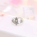 925 Sterling Silver Ring Star Zircon Open Ring Korean Sterling Silver Jewelry Adjustable Two Colors