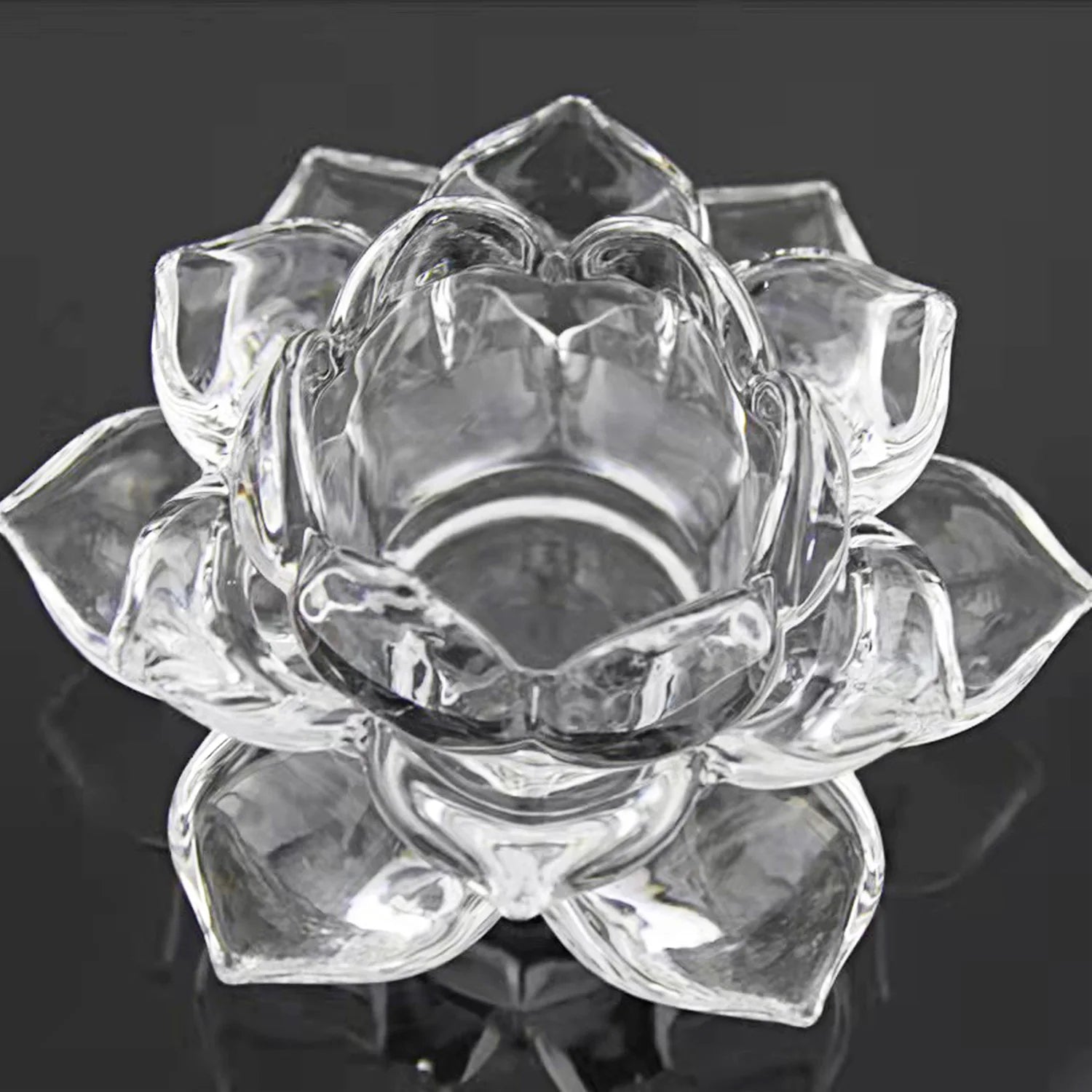 Glass Candle Holder Lotus Shaped Holder Valentine's Day Wedding Home Decor Church Transparent Crystal Candle Holder Racks
