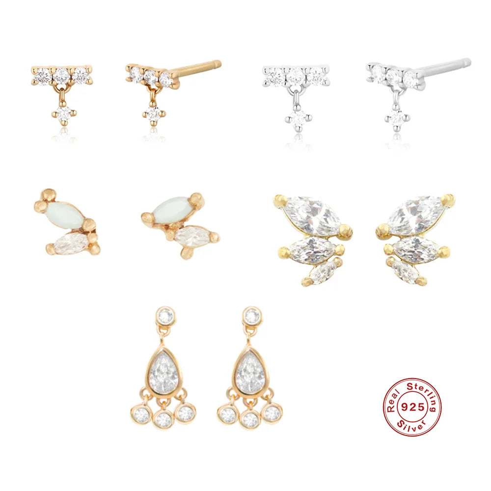 925 Sterling Silver Little Foot Zircon Earrings T-shaped Zircon Drop Earrings for Women Wholesale