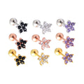 SC Wholesale Colorful Shiny Diamond Earrings 0.8mm Piercing Stainless Steel Earrings Fashion Zircon Flower Stud Earrings Women