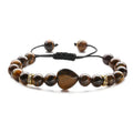 MIENTER Heart Crystal Woven Bracelet Natural Stone Braided Adjustable Bracelets Women