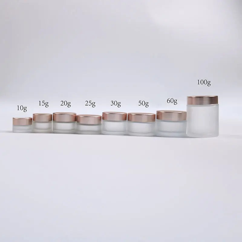High Quality Frosted Cosmetic Packaging Cream Jar 15g 30g 80g 120g Luxury Clear Matte Glass Face Cream Jar With Rose Gold Lid