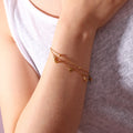 Minimalist Fashion 18K Gold Plated Moon Star Pendant Charms Two Layered Ball Beaded Thin Chain Bracelet  for Party Waterproof