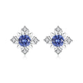 Fine Jewelry 925 Sterling Silver Snowflake Shape Women Fashion Simple Gemstone Stud Earrings