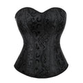 Plus Size Black 12 Plastic Boned Korset and Gorset Zip up Corset Waist Trainer Front Zip Back Supported Corset Top for Women