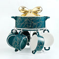 Multifunctional Marble Design Luxury Nordic Round Creative Ceramic Casserole Soup Pot and Bowls Set