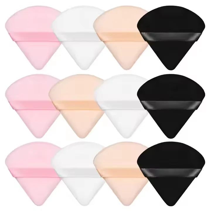 Soft Tick Triangle Square Facial Powder Puff Cotton Non-Latex Makeup Sponge Washable Loose Mineral Cosmetic Foundation