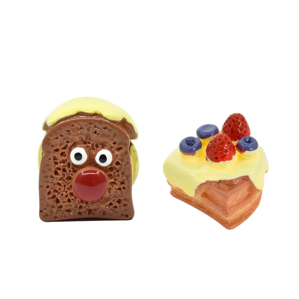 Funny Cartoon Toast Waffles Resin Cabochon for DlY Jewelry Making Slime Filler Doll House Miniature Food