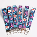 Holywish Custom Polyester Floral Wristlet Wrist Strap Lanyard With Keychain Key Chain Ring Holder