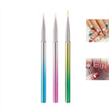3Pcs/Set Hot Selling Gradient Long Line Painting Nail Liner Nylon Brush Metal Thin Nail Art Liner Brushes
