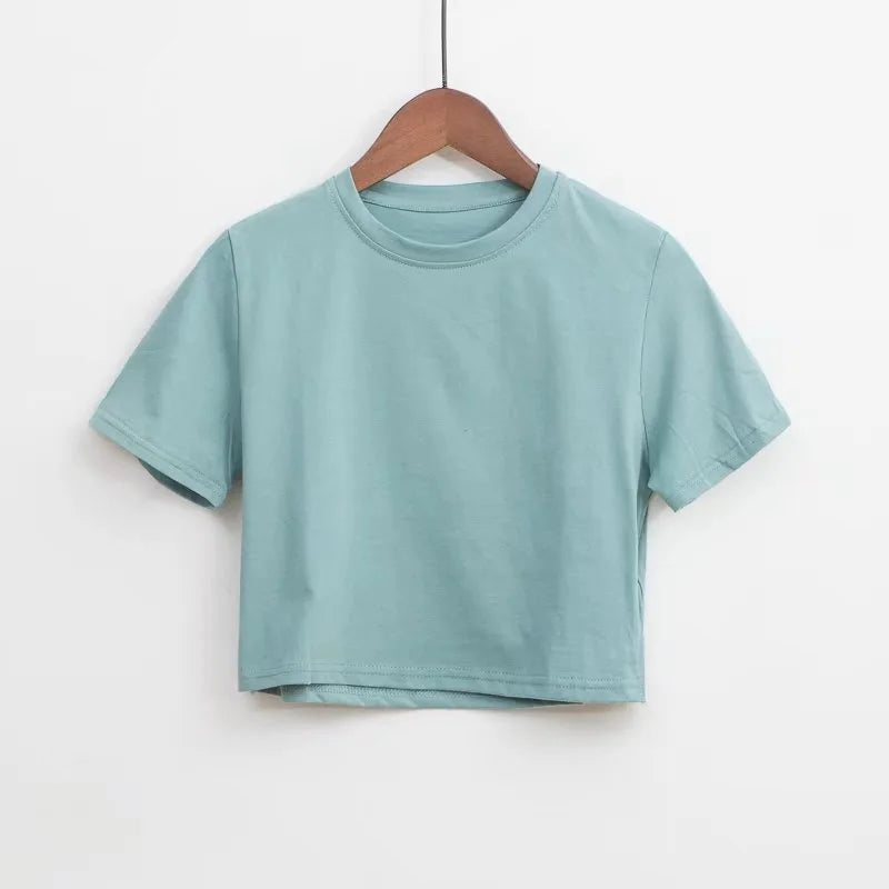 High Quality Cotton Crop Top T Shirt Women and Sexy Custom Print or Embroidery