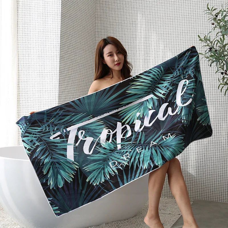 Wholesale Cheap Rectangle Beach Towel with Custom Logo Microfiber Knitted Sports Pattern Quick-Dry Custom Printed Sand Free