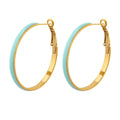 Customized Color Fashionable Jewelry French Textured Earrings Stainless Steel Three Color Oil Dripping Circle Earrings