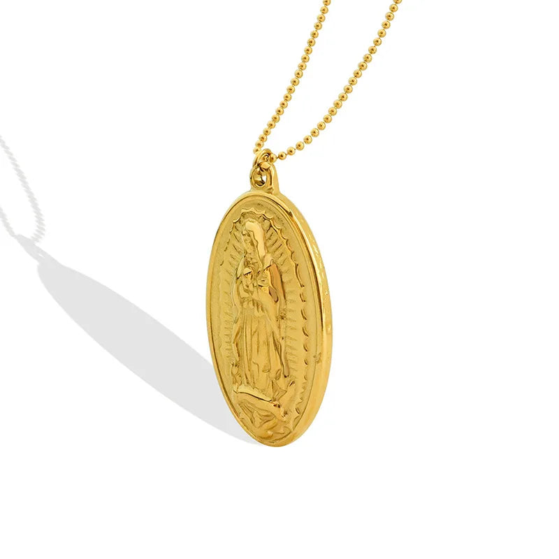 Fashion Stainless Steel 18K Genuine Gold Plating Jesus Figure Medium Long Sweater Chain