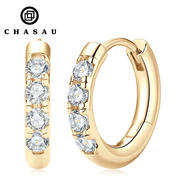 Best Selling Trendy Round 2.5mm 0.06CT CZ Cubic Zircon Ring S925 Sterling Silver 4-Stone Hoop Earrings for Women