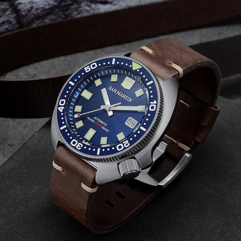 Rts Stock Free Ship San martin Abalone Tuna NH35 Automatic 20atm C3 Luminous 316L Stainless Steel Diver Watch for Sale