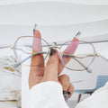 Oval Flex Hinge Metal Frame Spectacle Half-Frame Women's Designer Anti Blue Light Blocking Computer Optical Eyeglasses