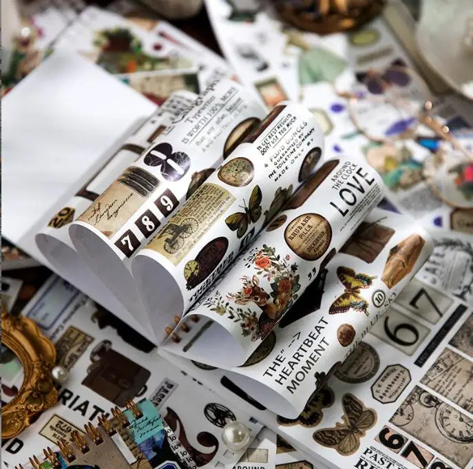 Yanji Record of Life Vintage Floral Plant Mushroom Natural Scrapbooking Sticker Book 50 Pages