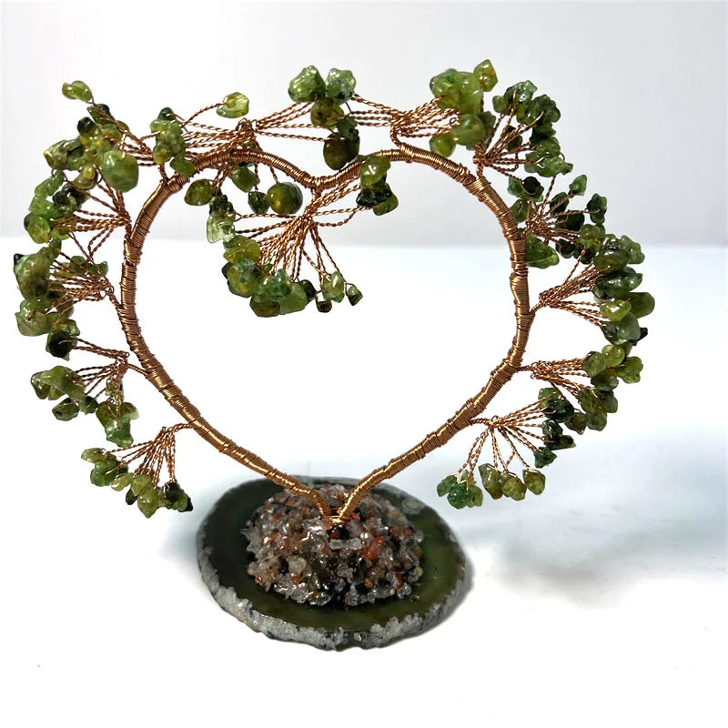 Crystal Chip Tree Valentine's Day Present Gemstone Bonsai Tree on Agate Slices Base  for Gift
